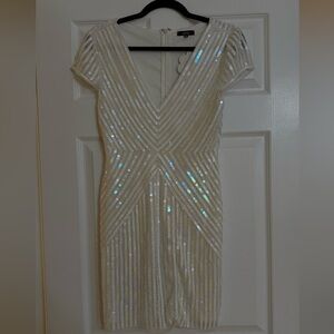 NWT White Sequin Cap Sleeve Dress